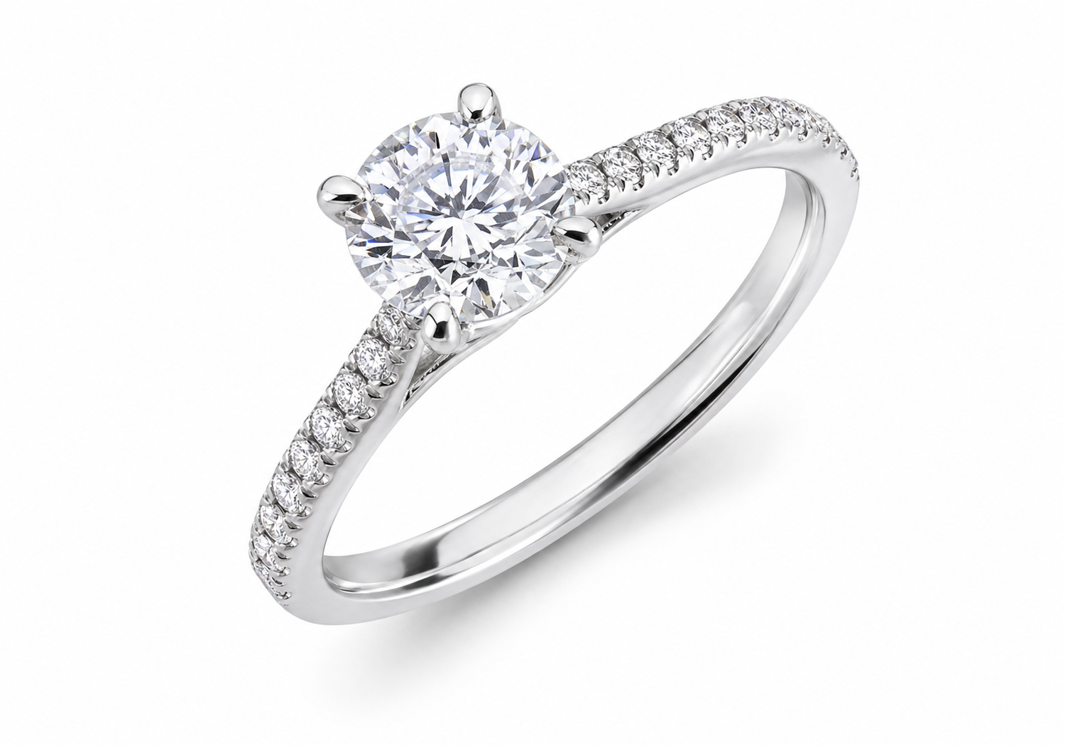 Photorealistic diamond pave solitaire engagement ring preview